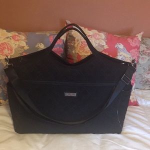 Vera Bradley Microfiber Black Weekender EUC
